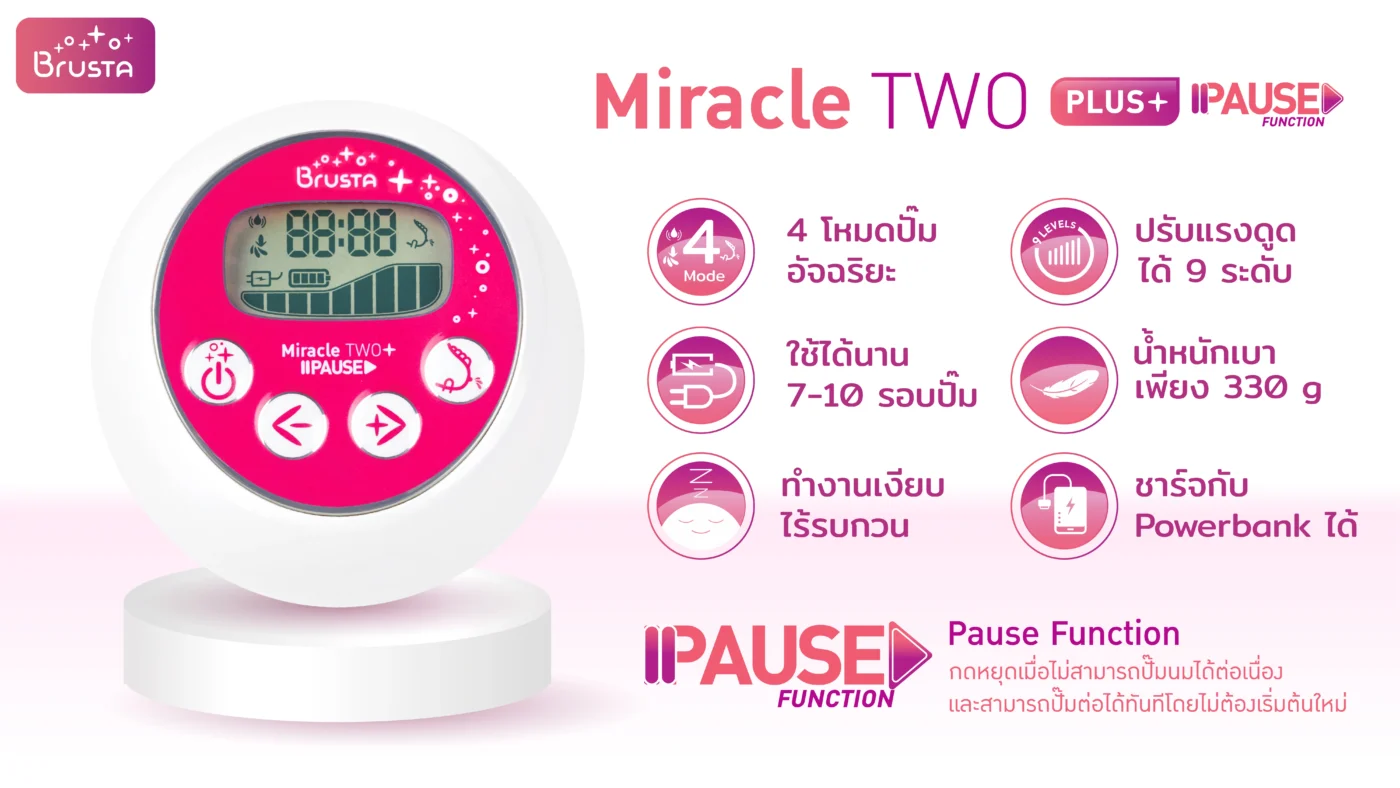 เจาะจุดเด่นเครื่องปั๊มนม Brusta Miracle Two Plus Pause